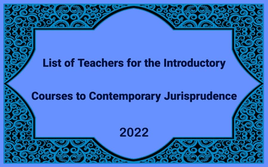List of Registered Lecturers for Introductory Courses to Contemporary Jurisprudence